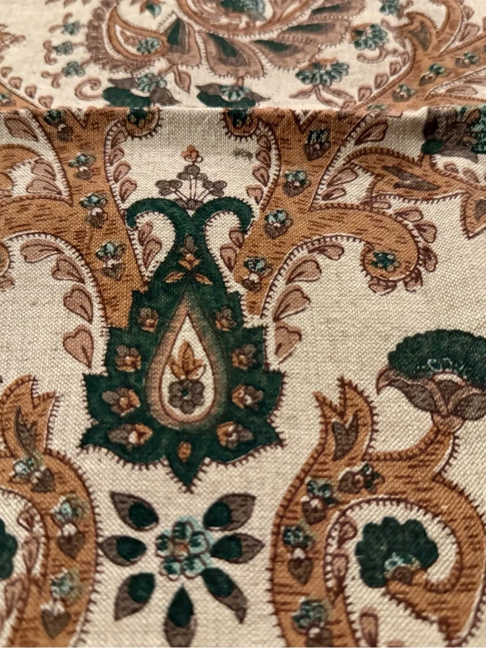 Rare Vintage Pottery Barn Paisley Pillow Cover, 18”, Green Multi